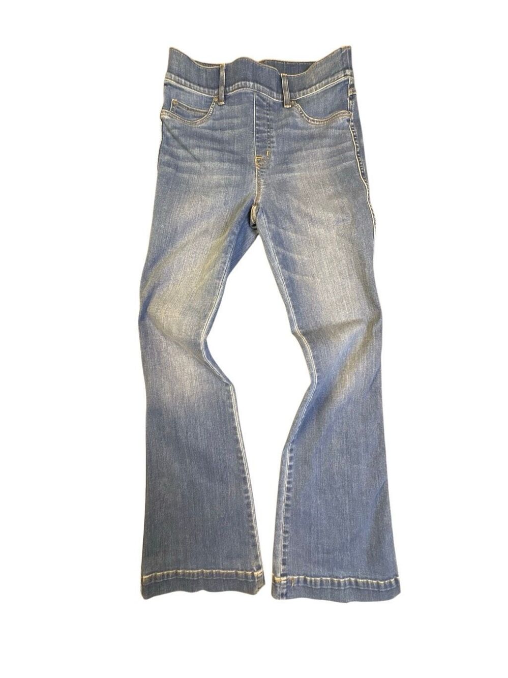 SPANX Flare Jeans Womens M Petite Medium Wash Stretch Denim Y2K Bootcut